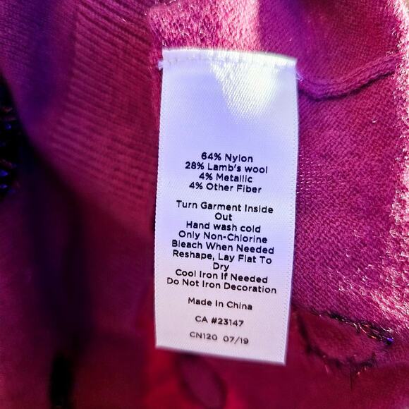 NWT Talbot's Textured Lamb's Wool Blend Sweater Sz S Petite Burgundy Holiday - Picture 5 of 8